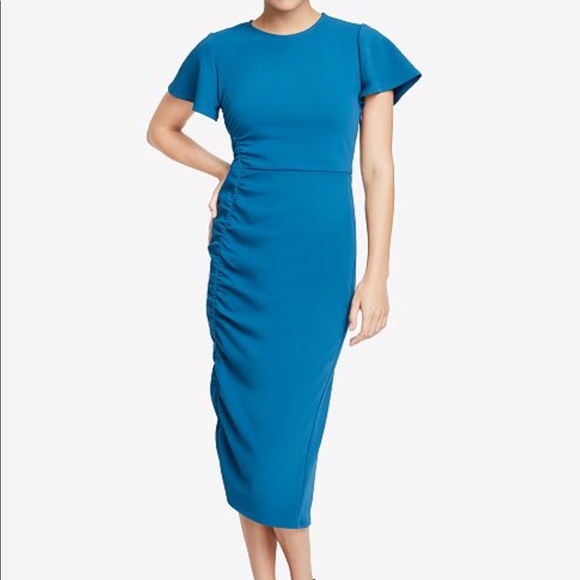 rachel roy ruched dress Rachel Roy Women's One-Shoulder Ruched Midi Dress - Blue